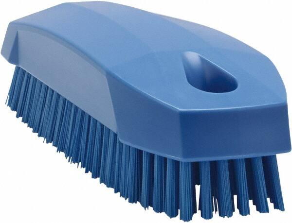 Vikan - 0.7" Bristle Length, Polyester Scrub Brush - 1-1/2" Wide Head, 4-1/2" OAL, Blue, Polypropylene Block - A1 Tooling