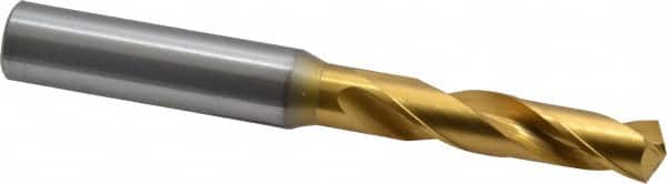 OSG - 25/64" 130° Spiral Flute Cobalt Screw Machine Drill Bit - TiN Finish, Right Hand Cut, 1-7/8" Flute Length, 3-31/32" OAL, Standard Point, Straight Shank - A1 Tooling