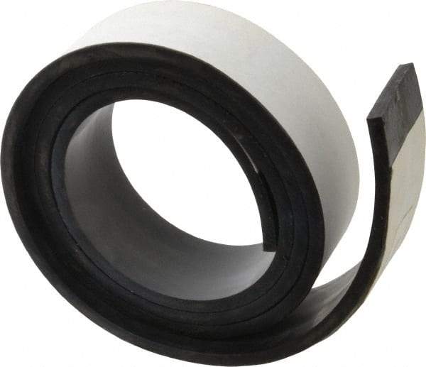 Made in USA - 1/4" Thick x 2" Wide x 60" Long, Adhesive Backed Buna-N Rubber Strip - Stock Length, 70 Shore A Durometer, 2,500 psi Tensile Strength, -20 to 170°F, Black - A1 Tooling