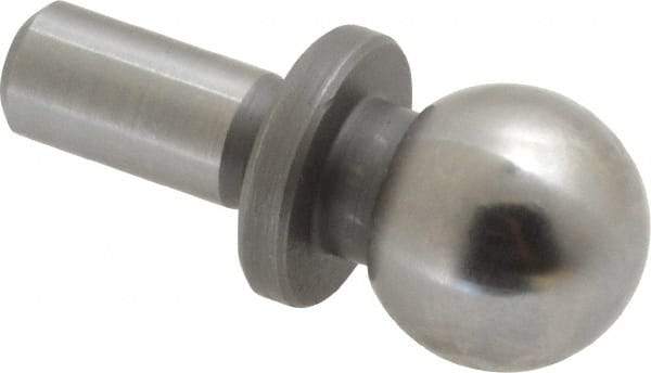 Gibraltar - 1/2" Ball Diam, 1/4" Shank Diam, Steel Inspection Tooling Ball - Press-Fit Shank, 15/16" Ball Center to Shank Bottom, 0.4" Ball Center to Shoulder Bottom, with Shoulder - A1 Tooling