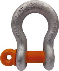 CM - 1/2" Nominal Chain Size, 2 Ton Carbon Steel Screw Anchor Shackle - 23/32" Diam, 5/8" Pin Diam, 13/16" Wide Inside Jaw, 1-5/32" Inside Width - A1 Tooling