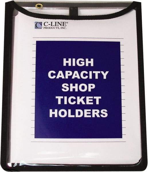 C-LINE - 15 Piece Clear High Capacity with Gussett Stitched Shop Ticket Holder - 12" High x 9" Wide - A1 Tooling