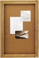 Quartet - 24" Wide x 36" High Enclosed Cork Bulletin Board - Natural (Color) - A1 Tooling