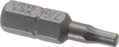 Wera - 7/64" Hex Screwdriver Bit - 1/4" Drive, 1" OAL - A1 Tooling