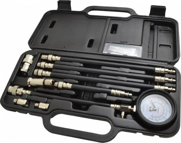 Lincoln - 11 Piece Dial Engine Compression Test Kit - 300 Max Pressure, PSI Scale - A1 Tooling