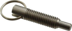 Gibraltar - 1/2-13, 1.4" Thread Length, 5/16" Plunger Diam, 1/2" Plunger Projection, 2.5 Lb Init to 5 Lb Final End Force, Stainless Steel Locking Pull Ring Plunger - 1.4" Len Under Head, 2" Body Len, 1.26" Ring Diam, 2" Plunger Len, 0.6" Head Height - A1 Tooling