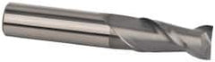 Accupro - 3/8", 1-3/8" LOC, 3/8" Shank Diam, 3" OAL, 2 Flute, Solid Carbide Square End Mill - Single End, nACRo Finish, Spiral Flute, 40° Helix, Centercutting, Right Hand Cut, Right Hand Flute - A1 Tooling