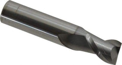 Accupro - 1/2", 5/8" LOC, 1/2" Shank Diam, 2-1/2" OAL, 2 Flute, Solid Carbide Square End Mill - Single End, nACRo Finish, Spiral Flute, 40° Helix, Centercutting, Right Hand Cut, Right Hand Flute - A1 Tooling