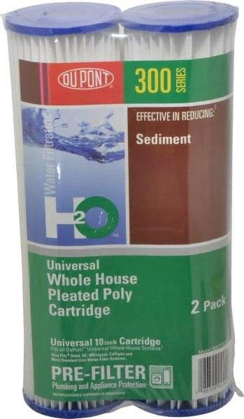 Dupont - 2" OD, 20µ, Pleated Poly Universal Pleated Poly 2 Pack Cartridge Filter - 10" Long, Reduces Sediments & Rust - A1 Tooling