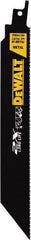 DeWALT - 8" Long x 1" Thick, Bi-Metal Reciprocating Saw Blade - Straight Profile, 14 to 18 TPI, Toothed Edge, Tang Shank - A1 Tooling