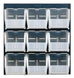 Quantum Storage - 9 Bin Louvered Panel with Ultra Bins - 18 Inch Overall Width x 11 Inch Overall Depth x 19 Inch Overall Height, Clear Tri-Clear Polypropylene Bins - A1 Tooling