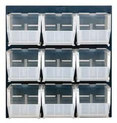 Quantum Storage - 9 Bin Louvered Panel with Ultra Bins - 18 Inch Overall Width x 11 Inch Overall Depth x 19 Inch Overall Height, Clear Tri-Clear Polypropylene Bins - A1 Tooling