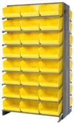 Quantum Storage - 48 Bin Store-More Sloped Shelving System - 36 Inch Overall Width x 24 Inch Overall Depth x 63-1/2 Inch Overall Height, Yellow Polypropylene Bins - A1 Tooling