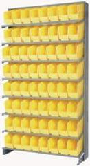 Quantum Storage - 64 Bin Store-More Sloped Shelving System - 36 Inch Overall Width x 12 Inch Overall Depth x 63-1/2 Inch Overall Height, Yellow Polypropylene Bins - A1 Tooling