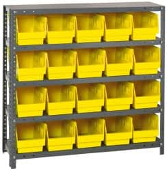 Quantum Storage - 20 Bin Store-More Shelf Bin System - 36 Inch Overall Width x 18 Inch Overall Depth x 39 Inch Overall Height, Yellow Polypropylene Bins - A1 Tooling