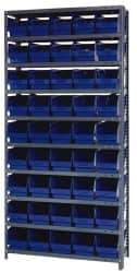 Quantum Storage - 45 Bin Store-More Shelf Bin System - 36 Inch Overall Width x 18 Inch Overall Depth x 75 Inch Overall Height, Blue Polypropylene Bins - A1 Tooling