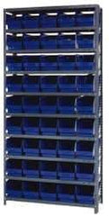 Quantum Storage - 45 Bin Store-More Shelf Bin System - 36 Inch Overall Width x 18 Inch Overall Depth x 75 Inch Overall Height, Blue Polypropylene Bins - A1 Tooling