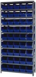 Quantum Storage - 45 Bin Store-More Shelf Bin System - 36 Inch Overall Width x 12 Inch Overall Depth x 75 Inch Overall Height, Blue Polypropylene Bins - A1 Tooling