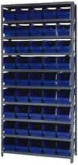 Quantum Storage - 45 Bin Store-More Shelf Bin System - 36 Inch Overall Width x 12 Inch Overall Depth x 75 Inch Overall Height, Blue Polypropylene Bins - A1 Tooling