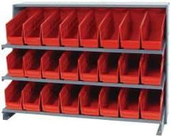 Quantum Storage - 24 Bin Store-More Sloped Shelving System - 36 Inch Overall Width x 12 Inch Overall Depth x 26-1/2 Inch Overall Height, Red Polypropylene Bins - A1 Tooling