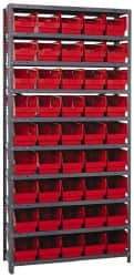 Quantum Storage - 45 Bin Store-More Shelf Bin System - 36 Inch Overall Width x 18 Inch Overall Depth x 75 Inch Overall Height, Red Polypropylene Bins - A1 Tooling