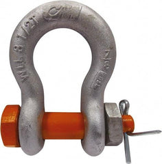 CM - 3/4" Nominal Chain Size, 7 Ton Alloy Steel Bolt Anchor Shackle - 31/32" Diam, 7/8" Pin Diam, 1-1/4" Wide Inside Jaw, 1-3/4" Inside Width - A1 Tooling