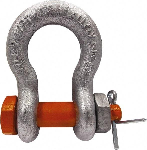 CM - 5/16" Nominal Chain Size, 0.75 Ton Carbon Steel Bolt Anchor Shackle - 15/32" Diam, 3/8" Pin Diam, 17/32" Wide Inside Jaw, 25/32" Inside Width - A1 Tooling