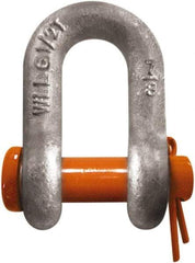 CM - 1/2" Nominal Chain Size, 2 Ton Carbon Steel Round Chain Shackle - 23/32" Diam, 5/8" Pin Diam, 13/16" Wide Inside Jaw, 13/16" Inside Width - A1 Tooling