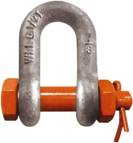 CM - 5/8" Nominal Chain Size, 3.25 Ton Carbon Steel Bolt Chain Shackle - 27/32" Diam, 3/4" Pin Diam, 1-1/16" Wide Inside Jaw, 1-1/16" Inside Width - A1 Tooling