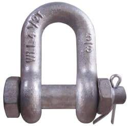 CM - 1/2" Nominal Chain Size, 2 Ton Carbon Steel Bolt Chain Shackle - 23/32" Diam, 5/8" Pin Diam, 13/16" Wide Inside Jaw, 13/16" Inside Width - A1 Tooling