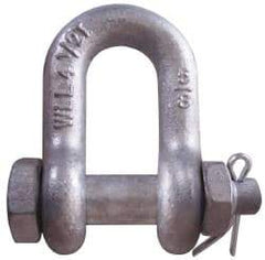 CM - 1/2" Nominal Chain Size, 2 Ton Carbon Steel Bolt Chain Shackle - 23/32" Diam, 5/8" Pin Diam, 13/16" Wide Inside Jaw, 13/16" Inside Width - A1 Tooling