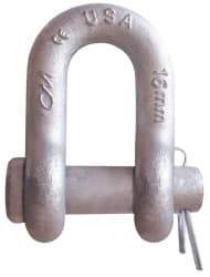 CM - 5/16" Nominal Chain Size, 1 Ton Carbon Steel Round Chain Shackle - 15/32" Diam, 3/8" Pin Diam, 17/32" Wide Inside Jaw, 17/32" Inside Width - A1 Tooling