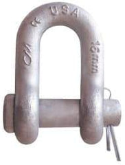 CM - 5/16" Nominal Chain Size, 1 Ton Carbon Steel Round Chain Shackle - 15/32" Diam, 3/8" Pin Diam, 17/32" Wide Inside Jaw, 17/32" Inside Width - A1 Tooling