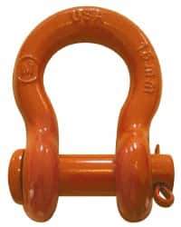 CM - 7/16" Nominal Chain Size, 2 Ton Carbon Steel Round Anchor Shackle - 19/32" Diam, 1/2" Pin Diam, 3/4" Wide Inside Jaw, 1-1/32" Inside Width - A1 Tooling