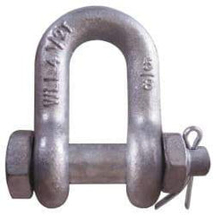 CM - 1/2" Nominal Chain Size, 3 Ton Carbon Steel Bolt Chain Shackle - 23/32" Diam, 5/8" Pin Diam, 13/16" Wide Inside Jaw, 13/16" Inside Width - A1 Tooling