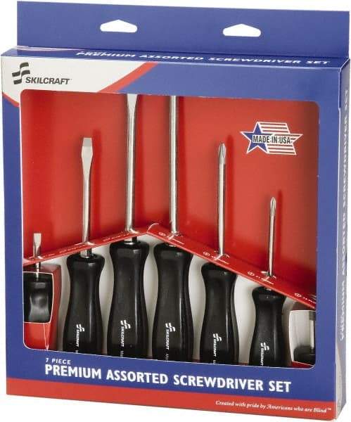 Ability One - 7 Piece Phillips & Slotted Screwdriver Set - Bit Sizes: Philips #1 to #3 - A1 Tooling