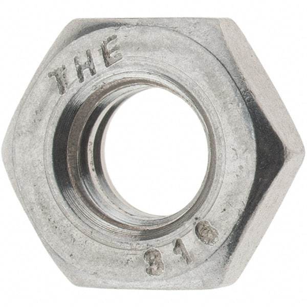 Value Collection - 1/4-20 UNC Stainless Steel Right Hand Hex Jam Nut - 7/16" Across Flats, 5/32" High, Uncoated - A1 Tooling