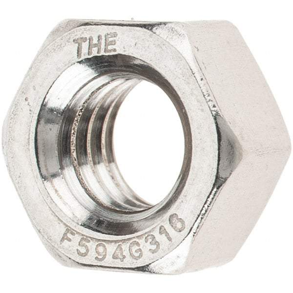 Value Collection - 5/16-18 UNC Stainless Steel Right Hand Hex Nut - 1/2" Across Flats, 17/64" High, Uncoated - A1 Tooling