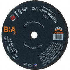 Made in USA - 4" Aluminum Oxide Cutoff Wheel - 0.035" Thick, 3/8" Arbor, 19,000 Max RPM - A1 Tooling