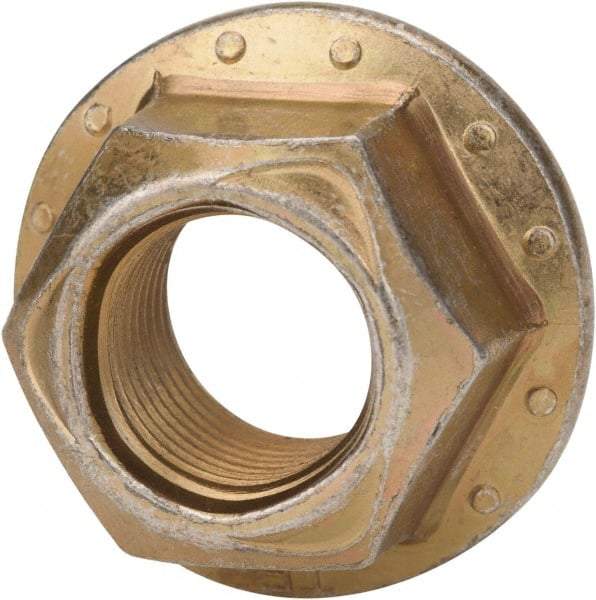 Made in USA - 3/4-16 Grade G Steel Hex Flange Lock Nut - Zinc Yellow Dichromate Finish - A1 Tooling