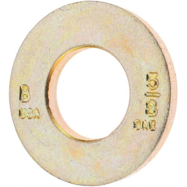 5/8″ Screw SAE Flat Washer: Carbon Steel, Zinc-Plated Yellow Chromate 21/32″ ID, 1.312″ OD, 9/64″ Thick