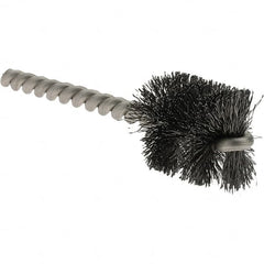 Weiler - 1" Diam Helical Steel Tube Brush - Single Spiral, 0.008" Filament Diam, 1" Brush Length, 3-1/2" OAL, 1/4" Diam Stainless Steel Shank - A1 Tooling