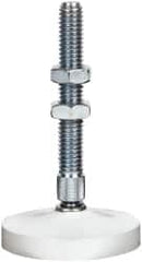 De-Sta-Co - 3/8-16 Carbon Steel Swivel Foot Tip Clamp Spindle Assembly - 61.98mm Thread Length, 90.4mm OAL, Flat Tip Cap, 2" Tip Surface Diam, Use with Toggle Clamps - A1 Tooling