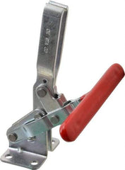 De-Sta-Co - 600 Lb Holding Capacity, Vertical Handle, Manual Hold Down Toggle Clamp - 58° Handle Movement, 103° Bar Opening, U-Bar, Flanged Base, Electro-Plated Zinc, Carbon Steel - A1 Tooling