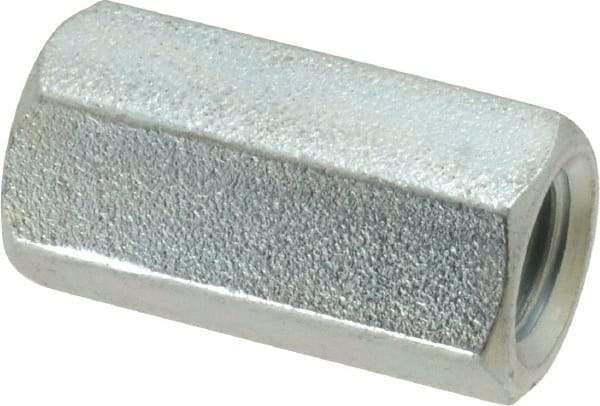 Made in USA - 7/16-20 UNF, 1-1/4" OAL Steel Standard Coupling Nut - Zinc-Plated Finish, 5/8" Width Across Flats - A1 Tooling