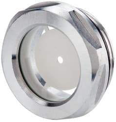 J.W. Winco - G 1-1/4 Thread, 40mm Distance Across Flats, Aluminum Oil Level Sight Glasses - 50mm Flange Diameter, 9mm Head Height, 12mm Length Under Head - A1 Tooling