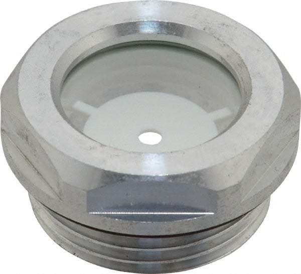 J.W. Winco - G 1 Thread, 36mm Distance Across Flats, Aluminum Oil Level Sight Glasses - 40mm Flange Diameter, 8.5mm Head Height, 11mm Length Under Head - A1 Tooling