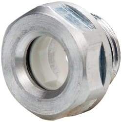 J.W. Winco - M16x1.5 Thread, 20mm Distance Across Flats, Aluminum Oil Level Sight Glasses - 22mm Flange Diameter, 7.5mm Head Height, 8mm Length Under Head - A1 Tooling