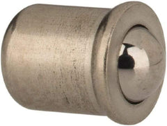 HALDER - 5mm Body Length x 4mm Body Diam, 2.5 N Init to 6 N Final End Force, Stainless Steel Press Fit Ball Plunger - 3mm Ball Diam, 1mm Max Ball Reach, 0.1mm Tolerance, 0.9mm Flange Thickness - A1 Tooling