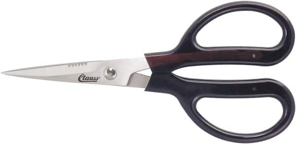 Clauss - 4" LOC, 7" OAL Stainless Steel Trimmers - Serrated, Plastic Coated Handle, For Paper, Fabric - A1 Tooling